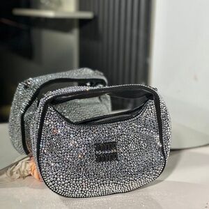 Elegant Silver Crystal-Embellished Women's Bag